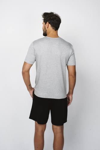 Dallas Pijama de manga corta para hombre, pantalón corto Italian Fashion- melange/negro