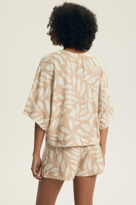 Henderson Dextra pijama mujer 43688 melocotón-viscosa, cremallera, 3/4, estampado floral