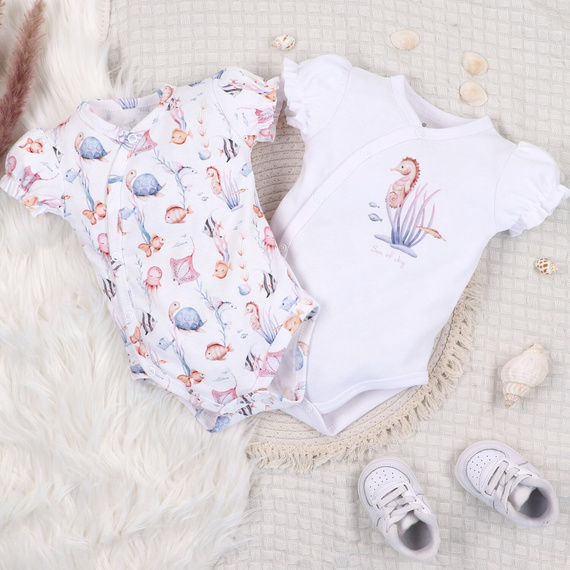 ABN-5474 Underwater World Nini sobre cuerpo blanco - algodón orgánico, manga corta