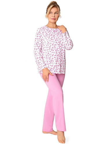 Maria III 202 Martel Pijama Mujer Rosa Oscuro 34- 100% Algodón | Desabrochado | Manga Larga y Pantalón Largo | Confort Premium para el Año