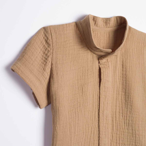 Camisa para niño Nicol 224352 muselina 100% algodón manga corta - caramelo