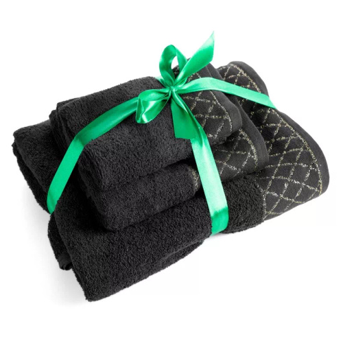 Set de toallas Eurofirany 3 piezas suaves absorbentes elegantes Layla black