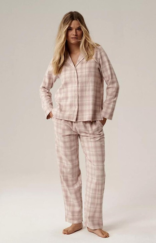 NLP-505 Pijama de mujer Franela lavanda atlántica, desabrochado, cuadros, algodón