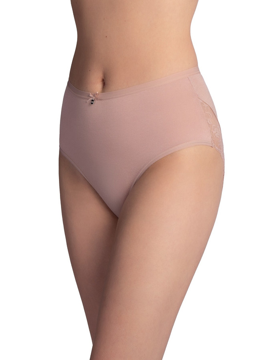 Braguitas midi salmón-moca LAMA L-VIS 1602 MD altas de viscosa con encaje 2-pack
