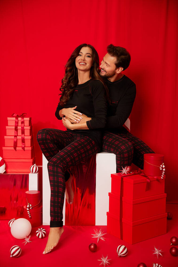 Ordesa Pijama señora manga larga, pantalón largo Moda Italiana - negro/estampado