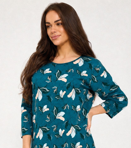Camisón Cornette 464/513 Greta 2 100% Algodón Flores Manga 7/8