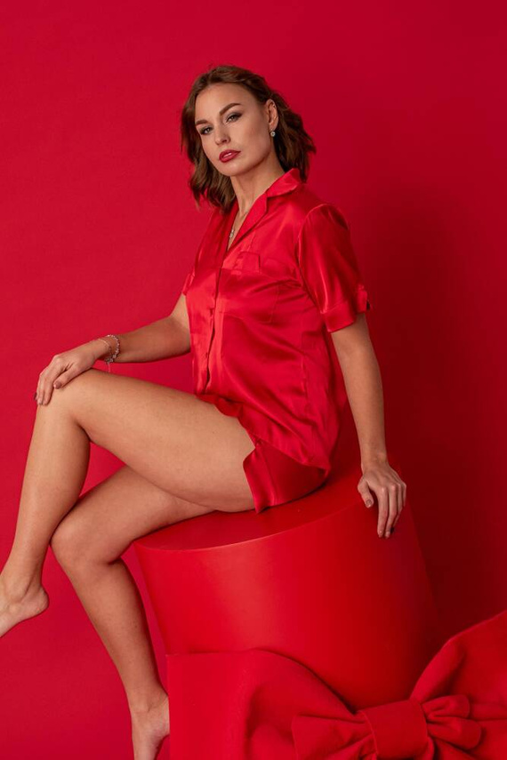 762 Cordelia Pijama de punto para mujer De Lafense - rojo