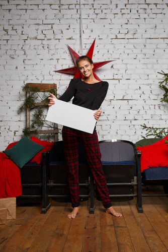 Ordesa Pijama señora manga larga, pantalón largo Moda Italiana - negro/estampado