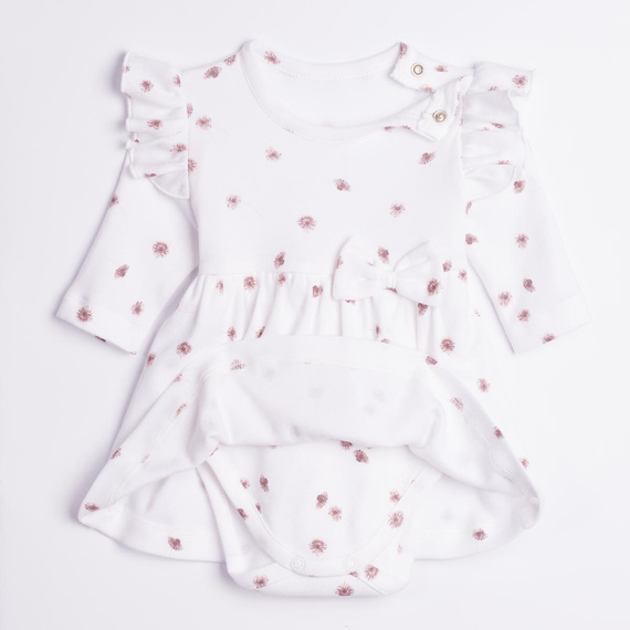 226159 Nicol Vestido-body para niña ecru manga larga con flores