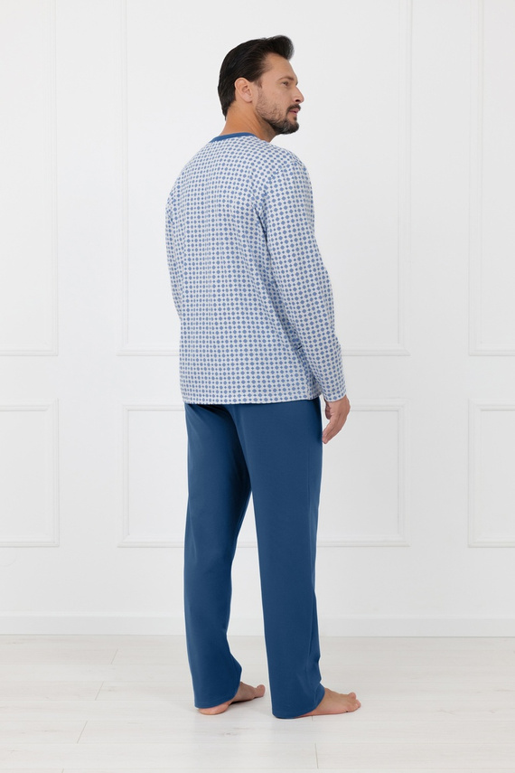 Pijama masculina Homer Italian Fashion de algodón, abotonada, larga
