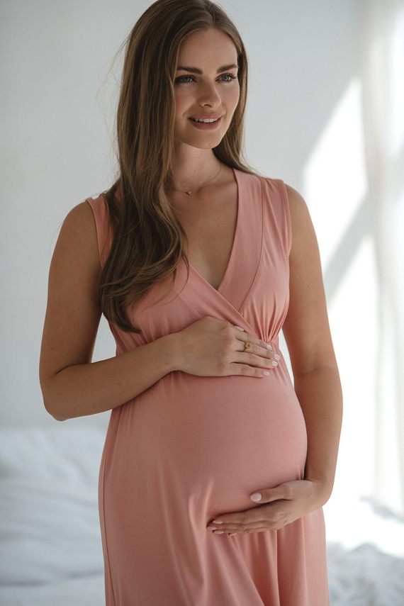 Star Light Camisón de embarazo y lactancia rosa hierba Milk&Love- viscosa de bambú | Comodidad y feminidad