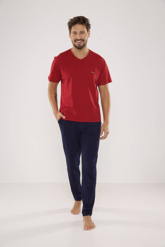 624 Kevin Forex Pijama de hombre - granate - azul marino