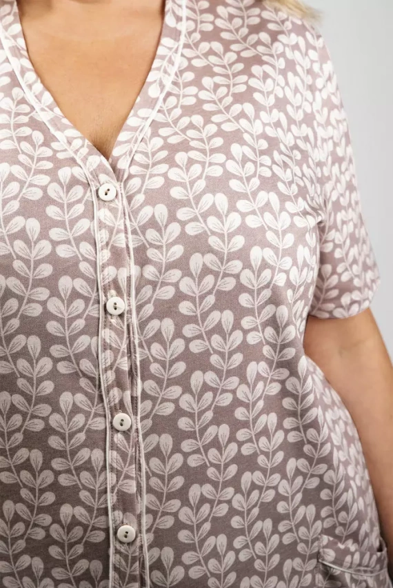 Ramira Pijama señora manga corta y pantalón 3/4 Moda Italiana - estampado/capuchino