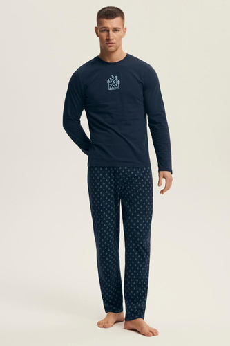 Henderson Core 43478 Lush azul pijama de los hombres - algodón, manga larga, embalaje inteligente