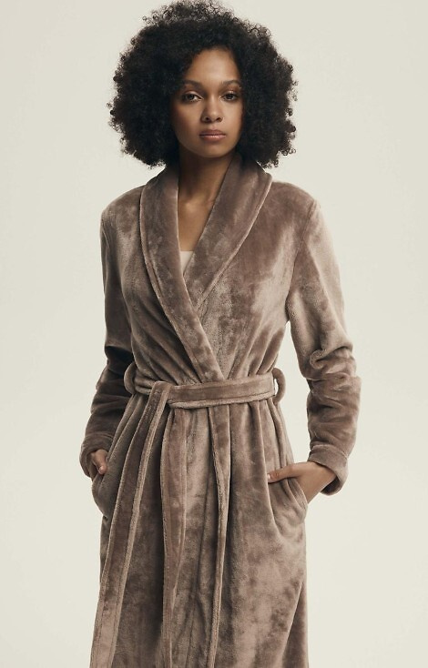 43595 Dextra Bata de mujer Henderson café- suave, atada, por encima de la rodilla