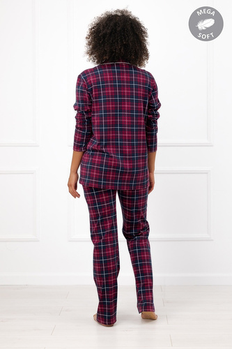 Italian Fashion Alana Pijama larga de algodón para mujer con botones y estampado de cuadros