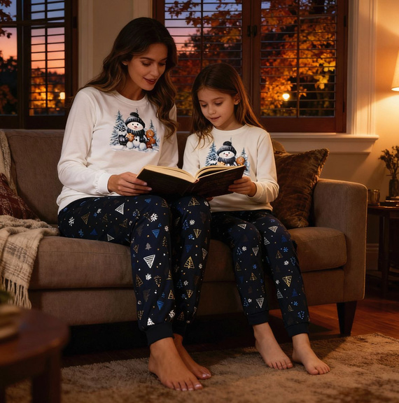 721/427 Snowy Day Pijama de señora Cornette crudo - algodón, manga larga | Cálido y confortable