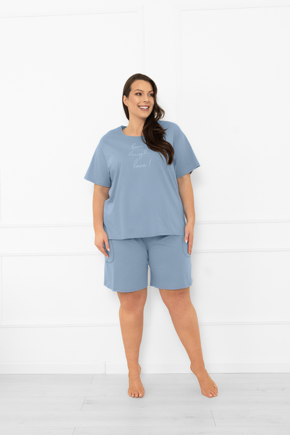 Pijama de señora Ksara Italian Fashion - algodón, manga corta y pantalón corto - acero