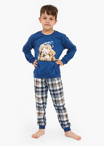 593/174 966/174 Pijama de niño Cornette Bears | Algodón, manga larga, pantalón a cuadros