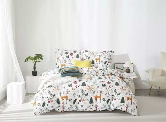 Bosque de Navidad Ropa de cama de Navidad de microsatina blanca I25 Spod Igły i Nitki - suave, lisa y duradera