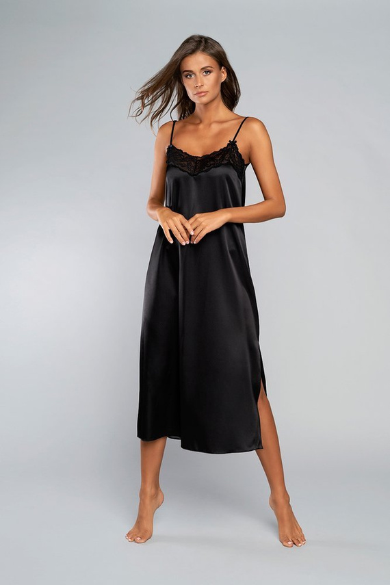 Toque camisón correa estrecha, larga Italia Fashion - negro