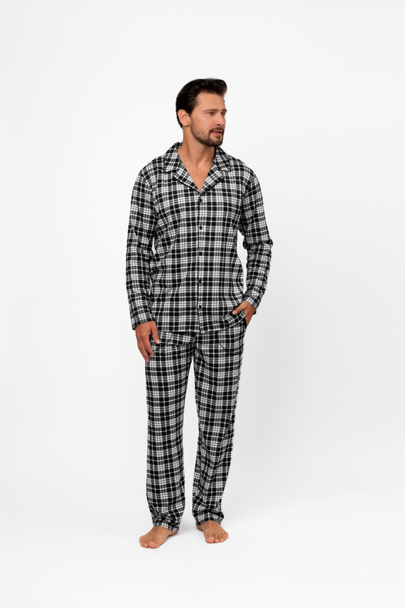 Pijama de hombre Klark - 100% algodón, manga larga y pantalón Moda Italiana