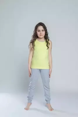 Camiseta Tola para niña, hombro ancho Moda Italiana - verde lima