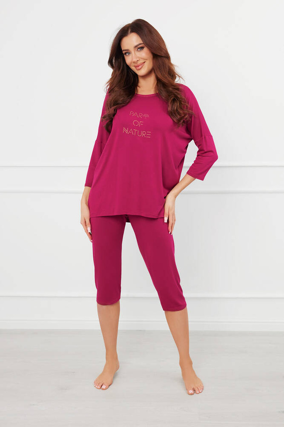 Pijama 3/4 Natura Mujer Moda Italiana - vino
