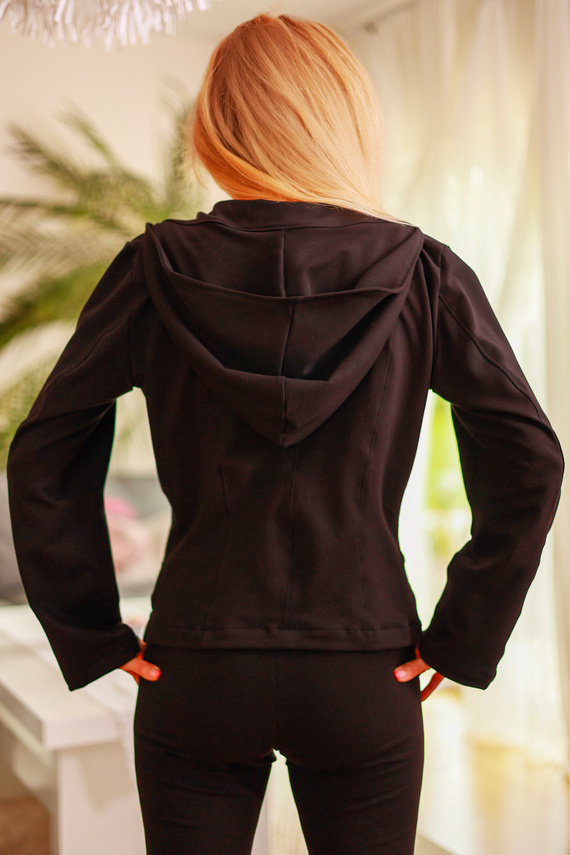 Adela - chaqueta con capucha de las mujeres, 95% algodón 5% elastano | marca polaca Mirale - negro