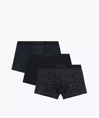 Atlantic 3MH-239 A3 Boxers para Hombre 3-Pack Algodón Grafito Negro Índigo