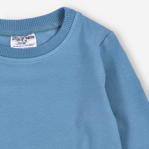 KAR-1022 Blusa de manga larga para niño Lagarto Verde azul - algodón con elastano, producción polaca