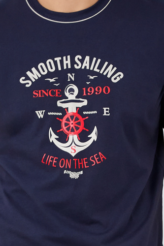 Puerto Pijama de manga corta para hombre, pantalones cortos Moda Italiana - azul marino