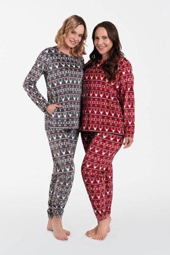 Vellón Islandia Conjunto Mujer Moda Italiana - estampado burdeos