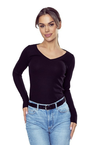 Eleonor Eldar Active negro - blusa de mujer en viscosa acanalada, manga larga