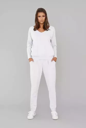 Karina Ladies conjunto manga larga, pantalón Italian Fashion - blanco
