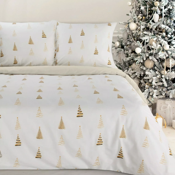 Guirnalda de Navidad ropa de cama Eurofirany blanco/oro - algodón ranforce, reversible