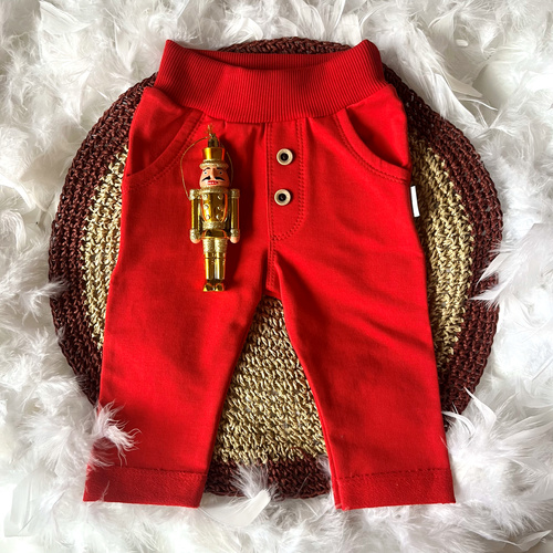 Mamatti Pantalones de chándal SM014 Feliz Navidad - Rojo, Algodón