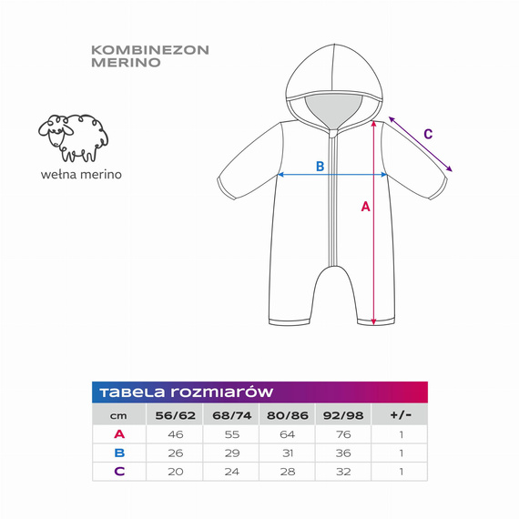 Mono para bebé de lana merino Eevi - azul marino, suave y transpirable