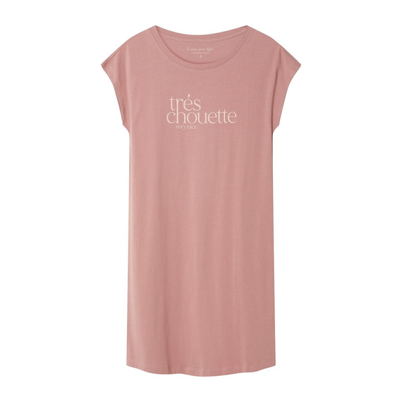 Camisón de señora 44490 Emela melocotón Henderson, 100% algodón, manga corta, medio escote redondo