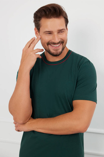 Fogo Pijama de manga corta para hombre, pantalón corto Moda Italiana - verde/estampado