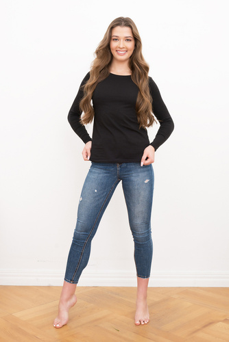 Ibiza Blusa señoras manga larga Moda Italiana - negro