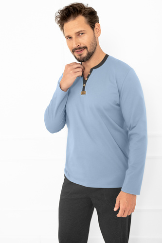 Julius pijama de los hombres de acero de moda italiana - algodón, camisa con botones