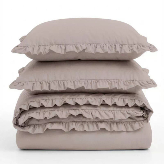 Ropa de cama de algodón con volante Eurofirany 100% algodón con cremallera color polvo