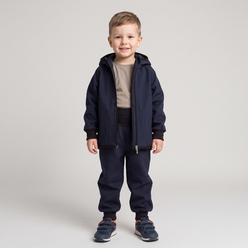 Nicol Pantalones 229054 softshell infantiles con forro polar, cintura alta y puños - azul marino