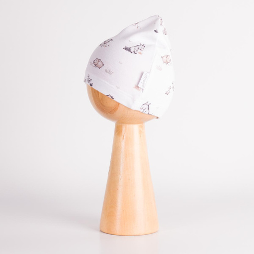 228054 Nicol FARMA Gorro para bebé 100% algodón animales crema