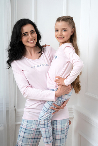 Pijama de manga larga y pantalón largo Glamour Ladies Italian Fashion - rosa/estampado