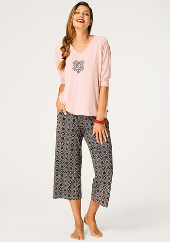 Key LNS 731 Pijama mujer albaricoque viscosa 3/4