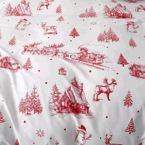 Laponia Navidad ropa de cama de satén de algodón Spod Igły i Nitki blanco rojo - elegante y suave