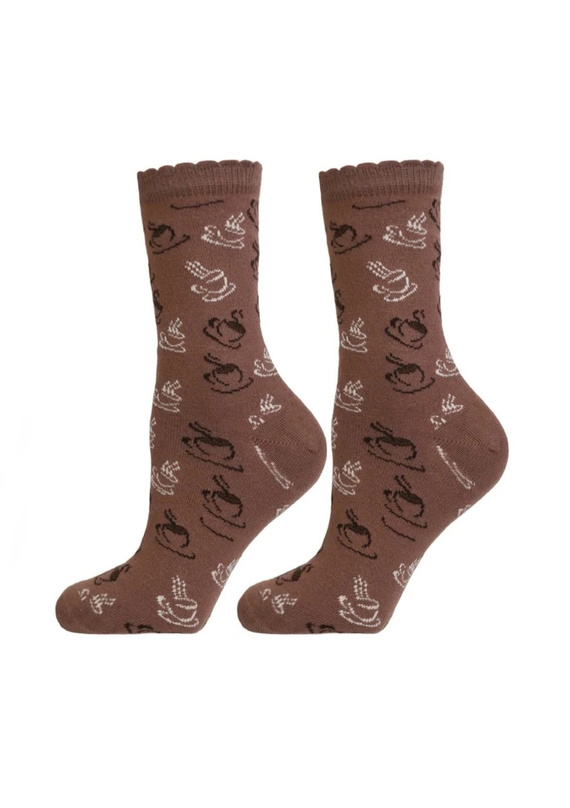Calcetines de mujer Moraj CSL250-989 de algodón con motivo de café, sin compresión