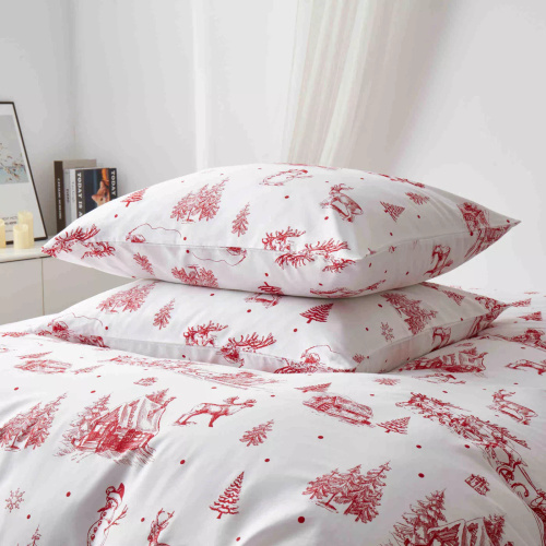 Laponia Navidad ropa de cama de satén de algodón Spod Igły i Nitki blanco rojo - elegante y suave